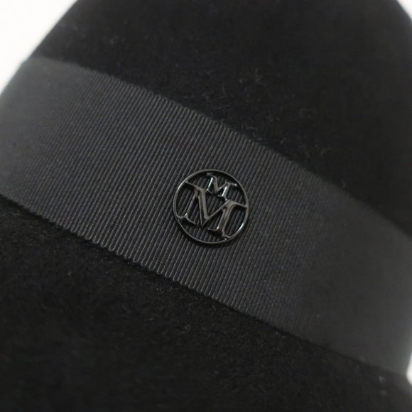 MAISON MICHEL KATE FEDORA HAT BLACK GROSGRAIN-TRIM - Picture 3 of 9
